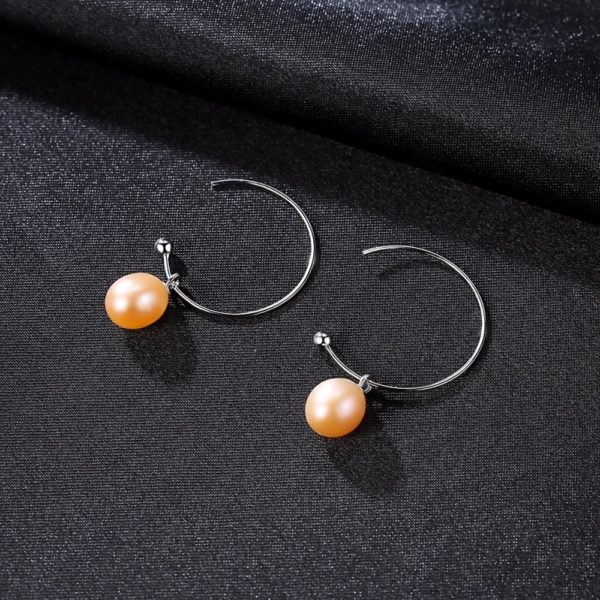 PAG&MAG New Fashion Big Half Circle Earwire 925 Sterling Silver Drop Earring For Women Fine Freshwater Pearl Paved Banquet Gifts - Image 4