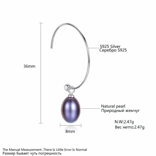 PAG&MAG New Fashion Big Half Circle Earwire 925 Sterling Silver Drop Earring For Women Fine Freshwater Pearl Paved Banquet Gifts - Image 6