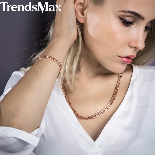 Personalize Necklace For Women Men 585 Rose Gold Venitian Curb Snail Foxtail Link Chains Necklace Fashion Jewelry 50cm 60cm CNN1 - Image 2