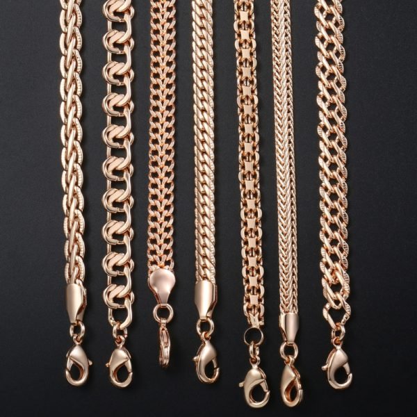 Personalize Necklace For Women Men 585 Rose Gold Venitian Curb Snail Foxtail Link Chains Necklace Fashion Jewelry 50cm 60cm CNN1 - Image 3