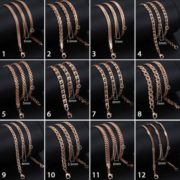 Personalize Necklace For Women Men 585 Rose Gold Venitian Curb Snail Foxtail Link Chains Necklace Fashion Jewelry 50cm 60cm CNN1 - Image 5