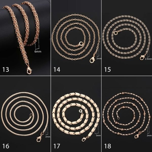 Personalize Necklace For Women Men 585 Rose Gold Venitian Curb Snail Foxtail Link Chains Necklace Fashion Jewelry 50cm 60cm CNN1 - Image 6