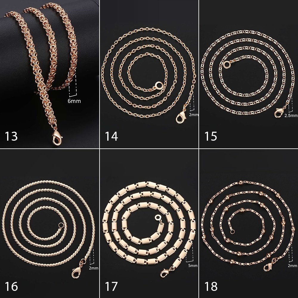 Personalize Necklace For Women Men 585 Rose Gold Venitian Curb Snail Foxtail Link Chains Necklace Fashion Jewelry 50cm 60cm CNN1 - Image 6