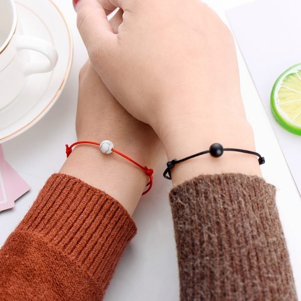 Pipitree 2pcs/set Matte Lava Stone Natural Stone Bead Bracelet Red String Braiding Couple Bracelets for Men Women Wish Jewelry - Image 3