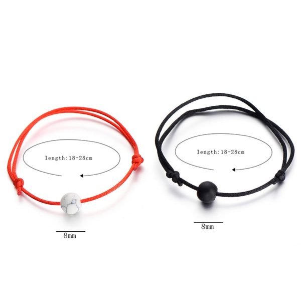 Pipitree 2pcs/set Matte Lava Stone Natural Stone Bead Bracelet Red String Braiding Couple Bracelets for Men Women Wish Jewelry - Image 4