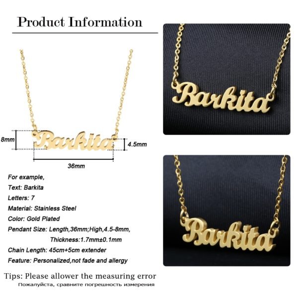 Qitian Name Necklace Gold Color Stainless Steel Personalized Custom Necklaces,Custom Name Necklace, Personalized Name Pendant - Image 3