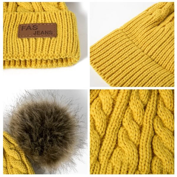 REAKIDS Beanies Baby Hat Pompon Winter Children Hat Knitted Cute Cap For Girls Boys Casual Solid Color Girls Hat Baby Beanies - Image 2