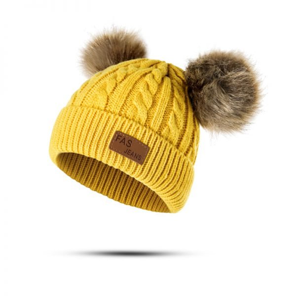 REAKIDS Beanies Baby Hat Pompon Winter Children Hat Knitted Cute Cap For Girls Boys Casual Solid Color Girls Hat Baby Beanies - Image 4
