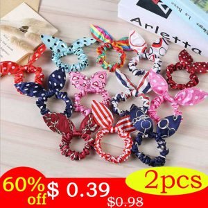 Rabbit Ears Hair Band Children Kids Hair Accessories Scrunchies Elastic Hair Band For Women Girl Rubber Band Polka Dot Hair Rope