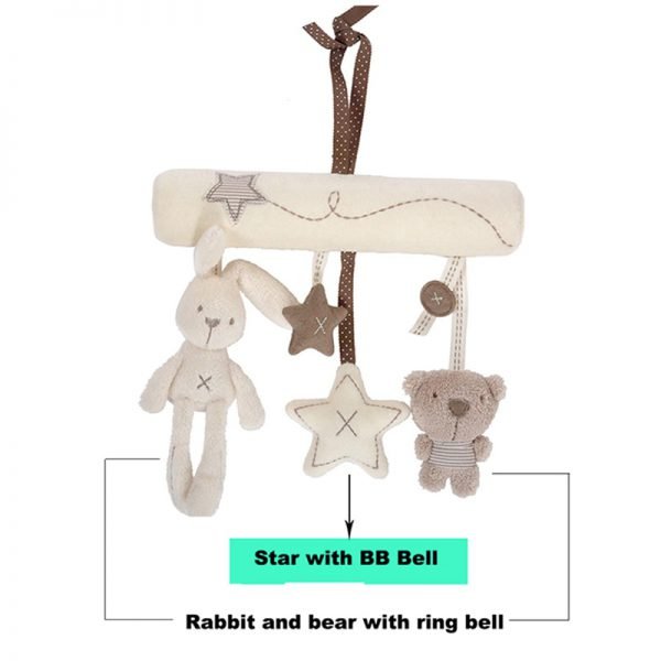 Rabbit baby hanging bed safety seat plush toy Hand Bell Multifunctional Plush Toy Stroller Mobile Gifts WJ141 - Image 5