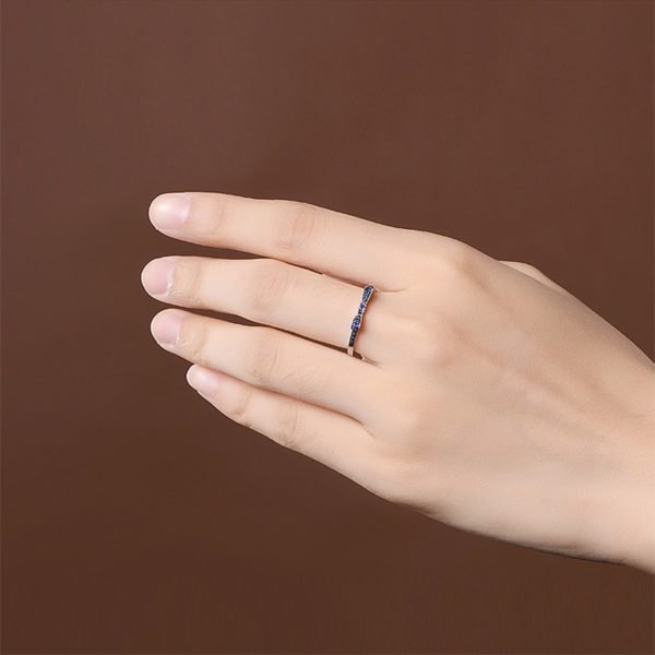 Rings For Women 100% Sterling Silver 925 Fine Jewelry Blue Spinel Sparkling Bow Knot Stackable Korean Style Cute For Girls - Image 5