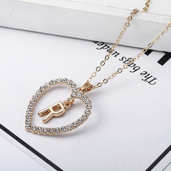 Romantic Love Pendant Necklace For Girls Women Rhinestone Initial Letter Necklace Alphabet Gold Collars Trendy New Charms Kolye - Image 3