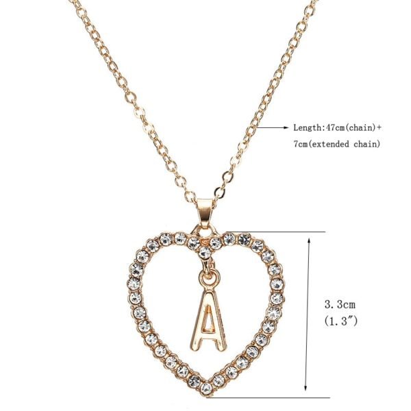 Romantic Love Pendant Necklace For Girls Women Rhinestone Initial Letter Necklace Alphabet Gold Collars Trendy New Charms Kolye - Image 4