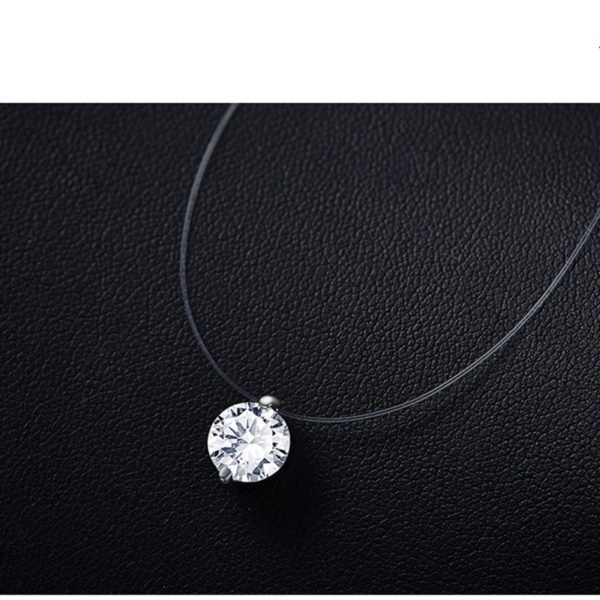 Silver dazzling zircon necklace and invisible transparent fishing line Simple pendant chain and necklace decorated for women - Image 3