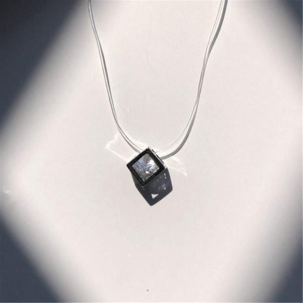 Silver dazzling zircon necklace and invisible transparent fishing line Simple pendant chain and necklace decorated for women - Image 6