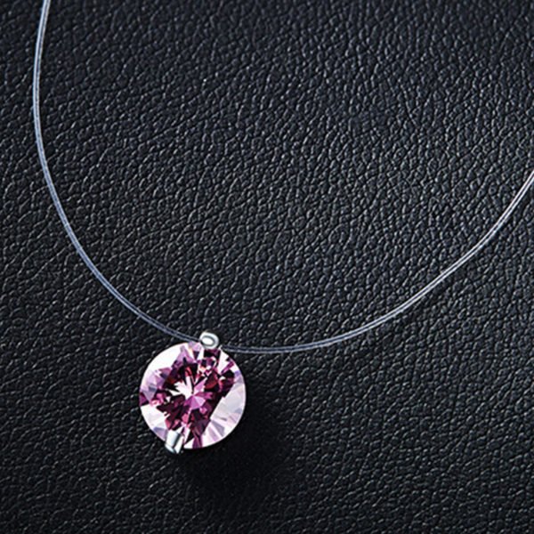 Silver dazzling zircon necklace and invisible transparent fishing line Simple pendant chain and necklace decorated for women