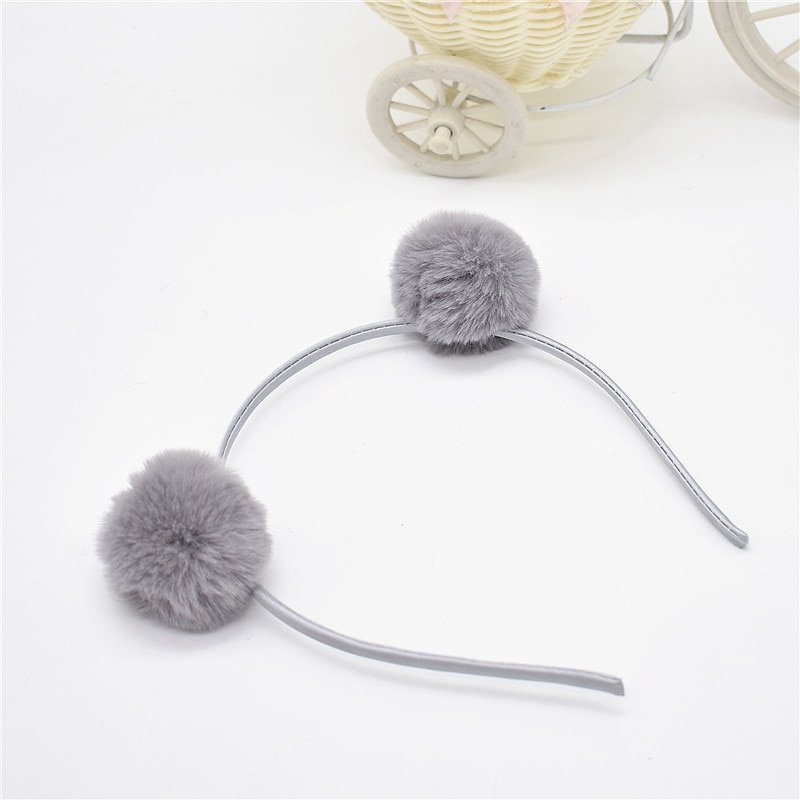 Sweet girls beautiful hairband headpieces rabbit ears plush ball big hair head hoop hair accessories Tiara for children. 1pcs - Image 2