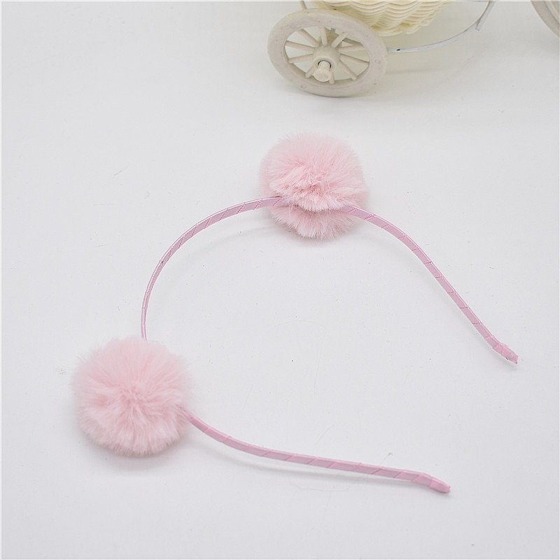 Sweet girls beautiful hairband headpieces rabbit ears plush ball big hair head hoop hair accessories Tiara for children. 1pcs - Image 3