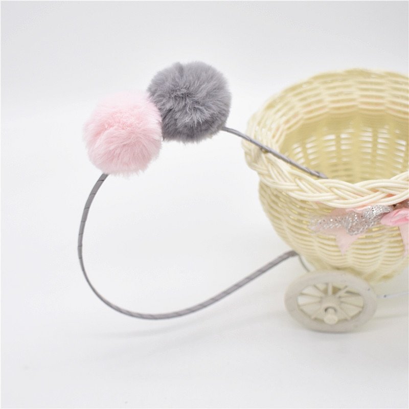 Sweet girls beautiful hairband headpieces rabbit ears plush ball big hair head hoop hair accessories Tiara for children. 1pcs - Image 6