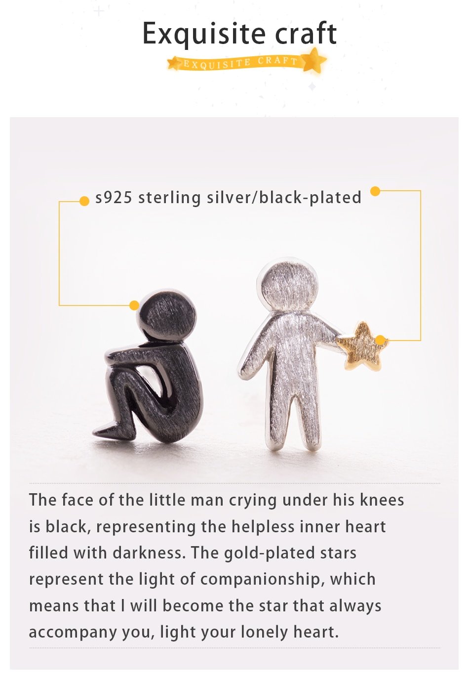 Thaya Picking Gold Stars for You Design Stud Earrings s925 Silver Asymmetry Figure Earring for Women Elegant Texture Jewelry - Image 2