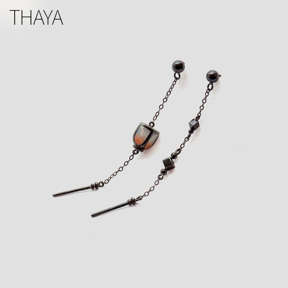 Thaya Vintage Long Pendant Earrings Dropping Sky Lantern Handmade s925 sterling Silver Studs For Women Female Elegant Jewelry - Image 5