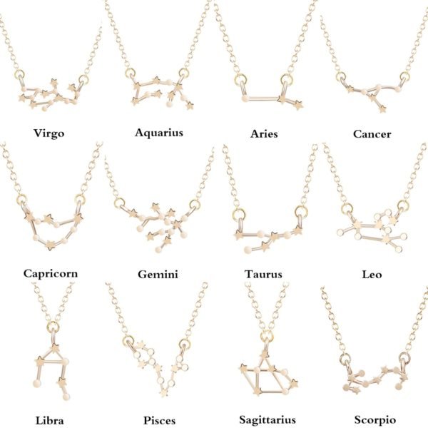 Todorova Star Zodiac Sign 12 Constellation Necklaces & Pendants Choker Necklaces for Women Long Chain Necklace bijoux femme