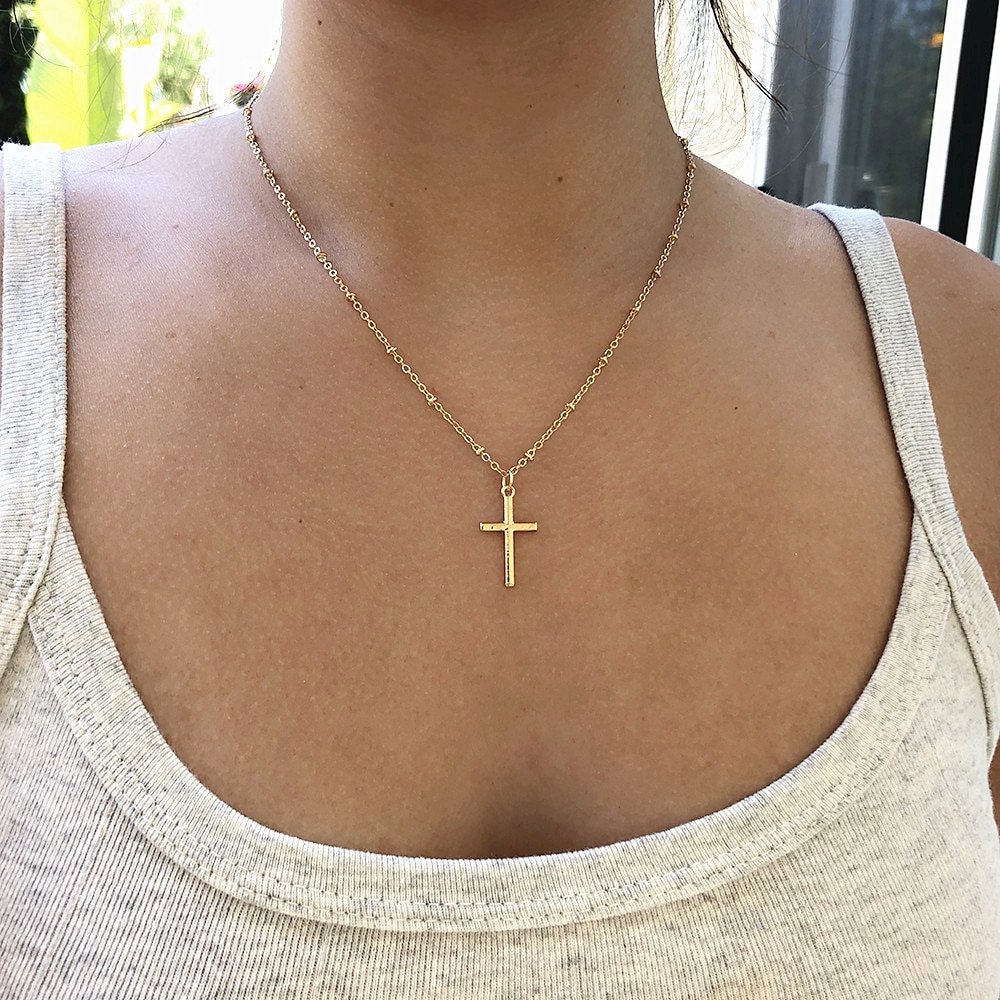 Vienkim 2019 Summer Gold Chain Cross Necklace Small Gold Cross Religious Jewelry Women's necklace - Image 2