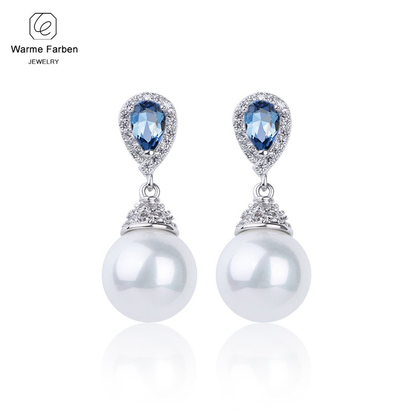 Warme Farben 925 Sliver Women Earrings Made With Swarovski Crystal Elegant Pearl Drop Earrings Fashion Jewelry Wedding Earrings - Image 6