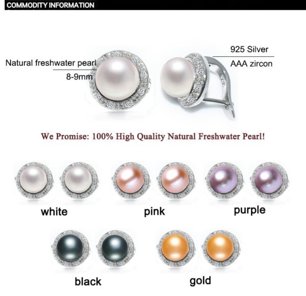 ZHBORUINI 2019 New Pearl Earrings 925 Sterling Silver Jewelry Vintage Style Natural Freshwater Pearl Stud Earring For Women Gift - Image 6