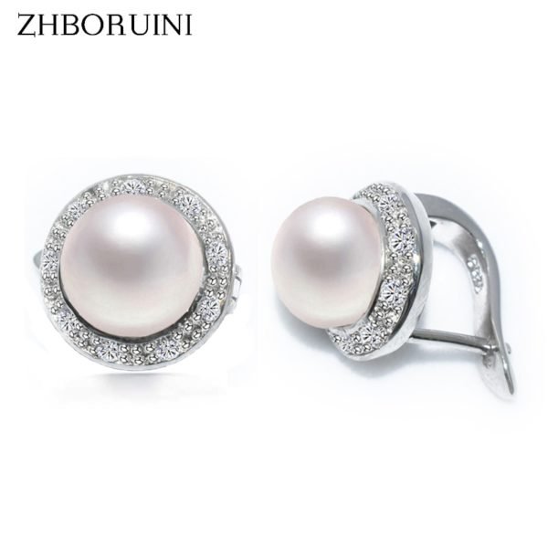 ZHBORUINI 2019 New Pearl Earrings 925 Sterling Silver Jewelry Vintage Style Natural Freshwater Pearl Stud Earring For Women Gift