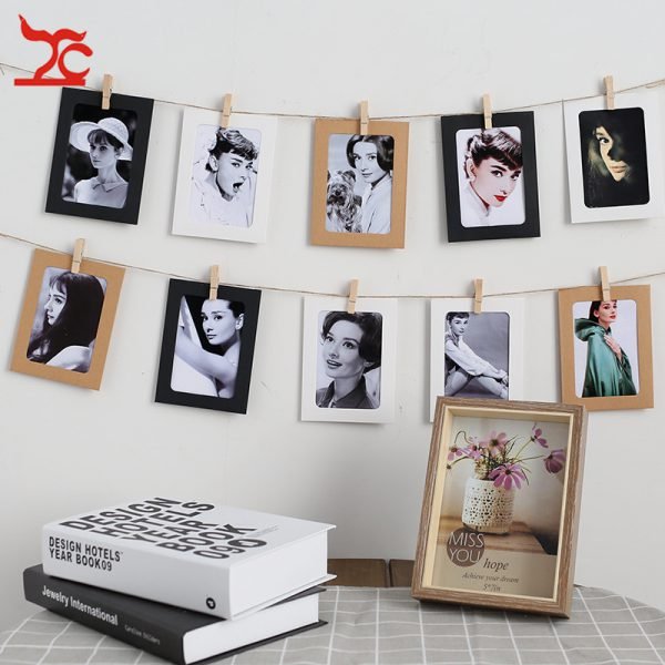 10 Set and Rope DIY Wall Picture Paper Photo Hanging 3inch 5inch 6inch Frame Album Rope Clip Kraft Home Decoration - Image 4