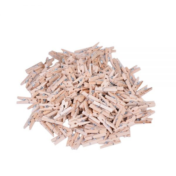 100Pcs/pack Wholesale Very Small Size 25mm x 4mm Mini solid Wooden Clips For Photo Clips Clothespin Craft Decoration Clips