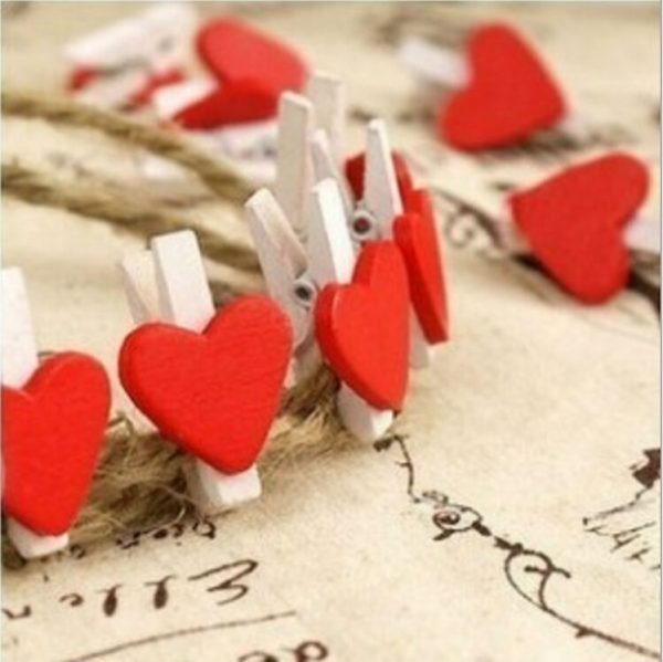 12pcs/bag Mini Heart Love Wooden Clothes Photo Paper Peg Pin Clothespin Craft Food Postcard Clips Home Crafts Decoration