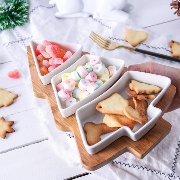 28cm full set ceramic bamboo Christmas tree tray Snack plate fruit bowl dish plate tableware breakfast tray kitchen home supply - Image 2