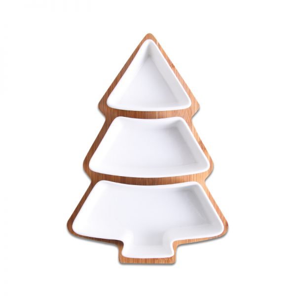 28cm full set ceramic bamboo Christmas tree tray Snack plate fruit bowl dish plate tableware breakfast tray kitchen home supply - Image 5