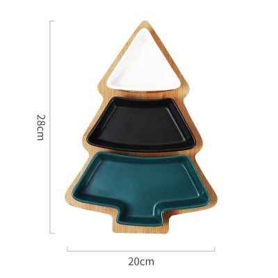28cm full set ceramic bamboo Christmas tree tray Snack plate fruit bowl dish plate tableware breakfast tray kitchen home supply - Image 6