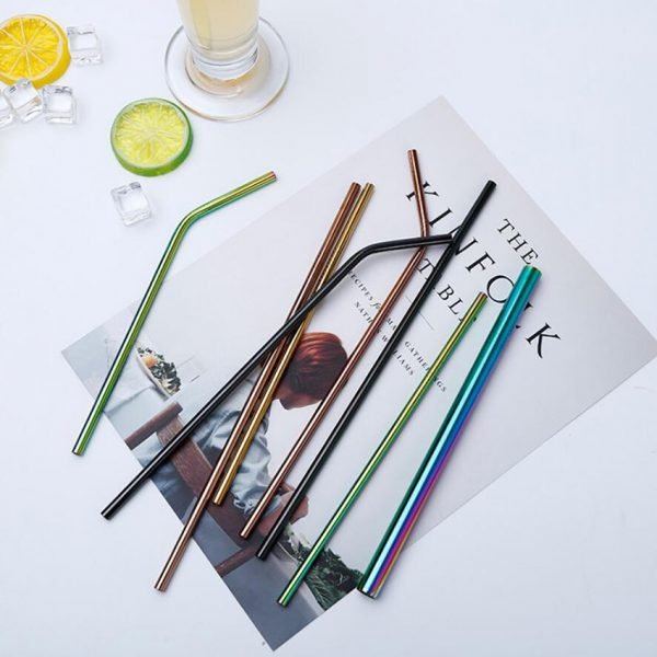 2pc/4pcs Reusable Metal Drinking Straws Colorful Stainless Steel Sturdy Bendy or Upright Drinks Straw for Mugs + Cleaning Brush - Image 2