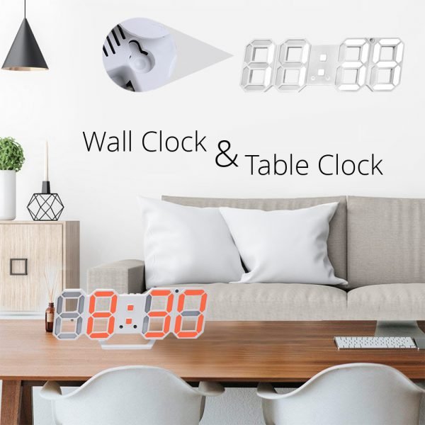 3D LED Wall Clock Modern Design Digital Table Clock Alarm Nightlight Saat reloj de pared Watch For Home Living Room Decoration - Image 4