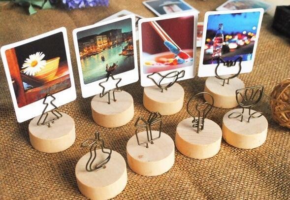 4CM Creative Round Wooden Photo Clip Memo Name Card Pendant Holder Note Articles Picture Frame Table Number Wedding Photo Holder - Image 3