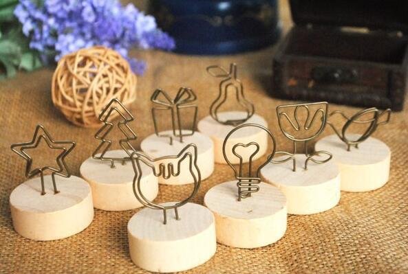 4CM Creative Round Wooden Photo Clip Memo Name Card Pendant Holder Note Articles Picture Frame Table Number Wedding Photo Holder - Image 4