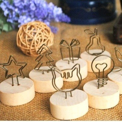 4CM Creative Round Wooden Photo Clip Memo Name Card Pendant Holder Note Articles Picture Frame Table Number Wedding Photo Holder - Image 5