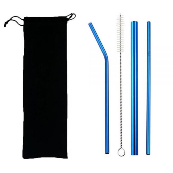 5pcs Eco Friendly Reusable Straw 304 Stainless Steel Straw Metal Smoothies Drinking Straws Set with Brush & Bag - Image 2