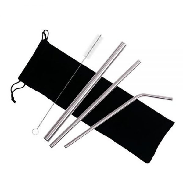 5pcs Eco Friendly Reusable Straw 304 Stainless Steel Straw Metal Smoothies Drinking Straws Set with Brush & Bag - Image 4