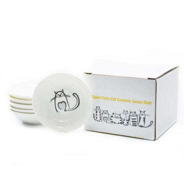 6PCS Super Cute Cat Ceramic Sauce Dish Mini Side Seasoning Dish Condiment Dishes Sushi Soy Dipping Bowl Snack Small Saucer Set - Image 6