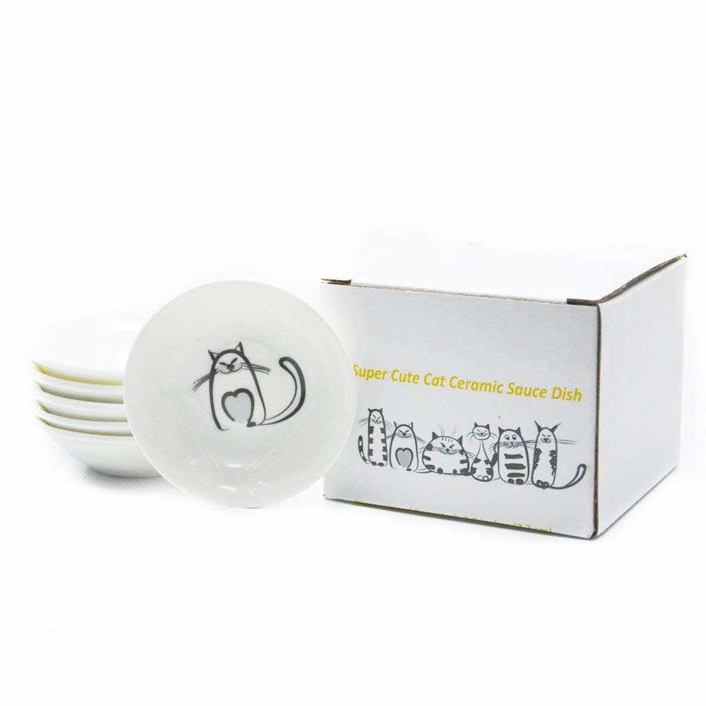6PCS Super Cute Cat Ceramic Sauce Dish Mini Side Seasoning Dish Condiment Dishes Sushi Soy Dipping Bowl Snack Small Saucer Set - Image 6