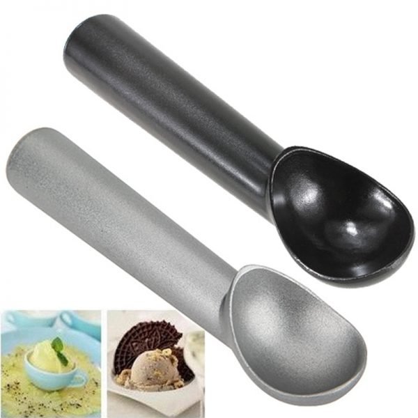 Black/Gray Non-Stick Anti-Freeze Kitchen Ice Cream Mash Potato Scoop Aluminum Spoon Spring Handle Kitchen Accessories