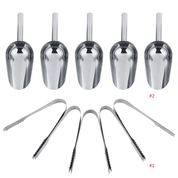 Candy Buffet BBQ Ice Stainless Scoops Tongs Set 5 x Sweet Scoops & 5 x Ice Tongs Wedding Bar Party Kitchen Tools