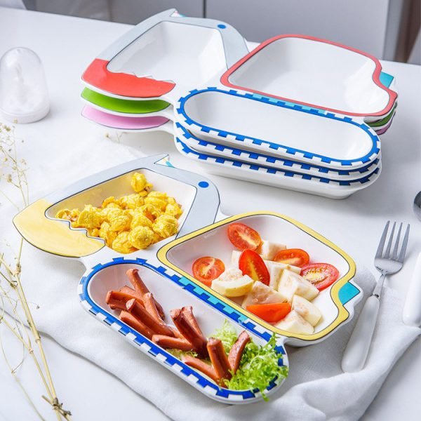 Cartoon Excavator Ceramic Dinner Dish Plate for Children Cute Kids Fruit Snack Dessert Rice Bowl Food Container Tableware - Image 2