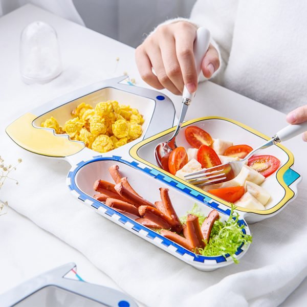 Cartoon Excavator Ceramic Dinner Dish Plate for Children Cute Kids Fruit Snack Dessert Rice Bowl Food Container Tableware - Image 3