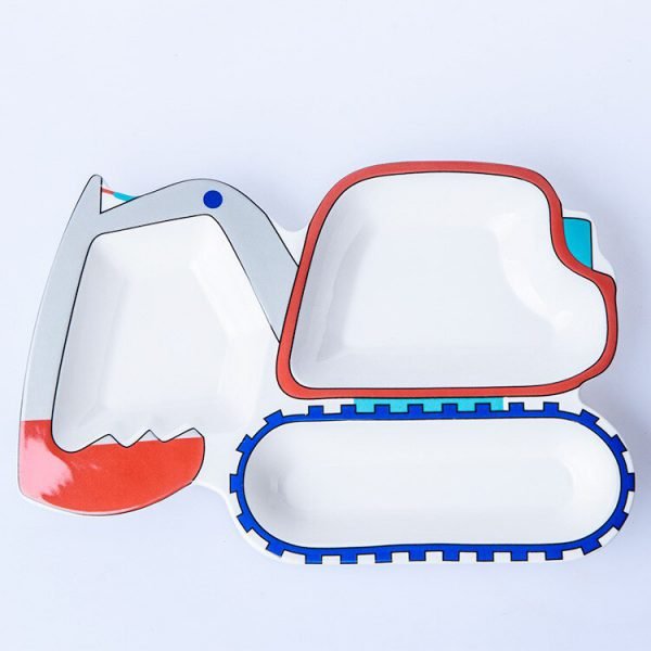 Cartoon Excavator Ceramic Dinner Dish Plate for Children Cute Kids Fruit Snack Dessert Rice Bowl Food Container Tableware - Image 5